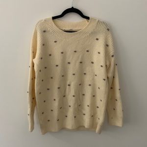 Lou & Grey size Small cream sweater with yarn polka dots